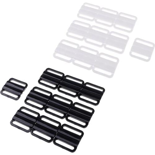 20 Sets Bikini Clips Hook & Snap Plastic Clasp 25mm Bra Fastener Swimwear Bikini Fastener Lingerie Slider Belt Strap Adjustment