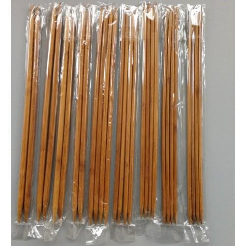 28Pcs 7Sizes 36cm Double Pointed Carbonized Bamboo Knitting Needles Sweater Knit Tool Set