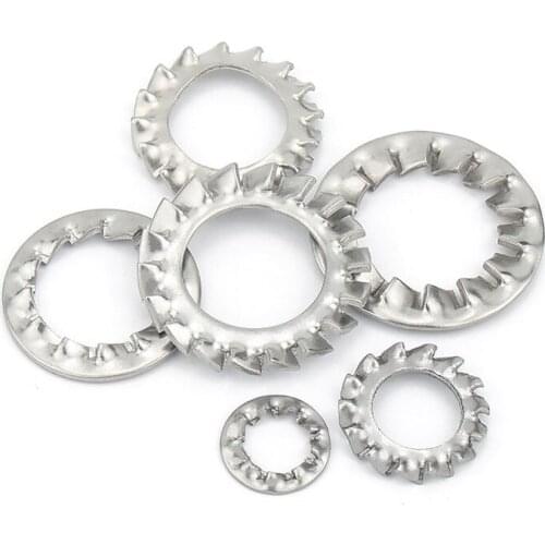 304 A2 Stainless Steel Internal & External Teeth Lock Washers Serrated Gaskets M3 M4 M5 M6 M8 M10 M12