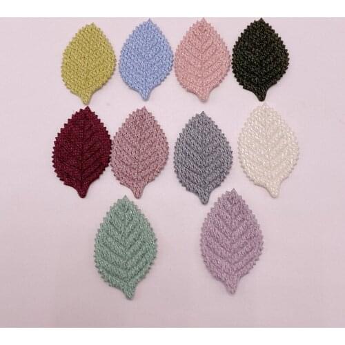 2*3.5cm 50pcs/lot Double-sided wool leave leaPatches Appliques For Clothes Sewing Supplies Decoration for BB Clip Decoration