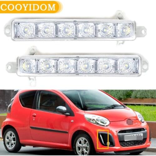 Car DRL 6LEDFor Citroen C1 2006-2017 Citroen C3 2015-2019 Daytime Running Light Lamp 9677409380 9802795580 PG2044330