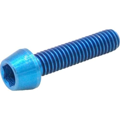 LOT 4 M6 x 25mm Blue TC4 GR5 Titanium Alloy Allen Hex Screw Taper Cone Head Bolts For Bicycle