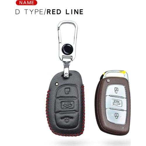 Genuine Leather Car Key Case Holder For Hyundai I30 I20 I40 IX35 Tucson 2021 Creta Accent Santa Fe Auto Keyring Remote Fob Cover