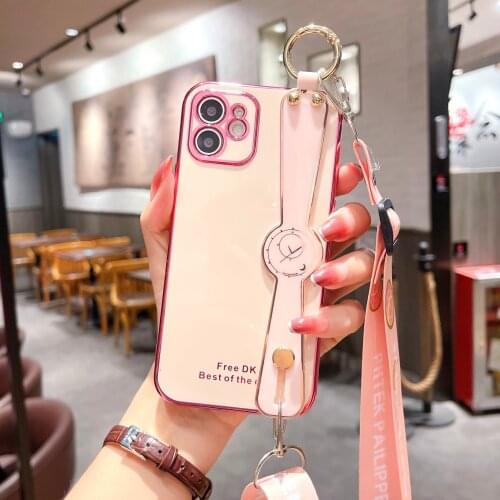 6D plating Crossbody Strap Phone Case for Samsung A70 A50 A30 A20 A10 A10S A20S A80 A90 Lanyard Chain Cover With Holder Stand