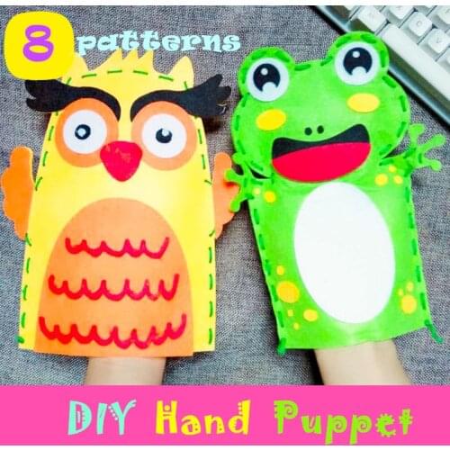 Kids DIY Non-woven Cartoon Hand Puppet Handmade Animal Hand Puppet DIY Material Package Creative Cartoon Sewing Toys Craft Toys