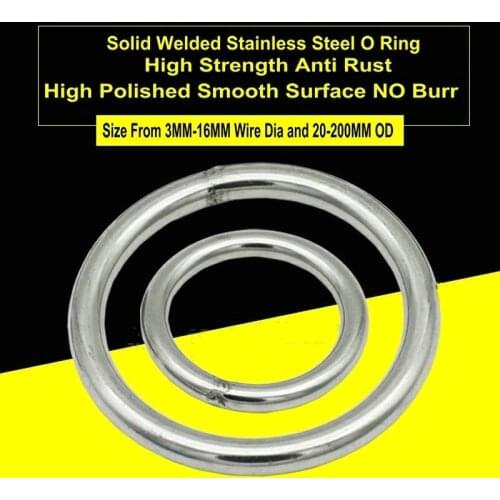 HQ WO2 BIG SIZE Solid Stainless Steel 304 WELDED Round Ring Hanging Lifting Webbing Strap Yoga Suitcase Bag WELDING O Ring