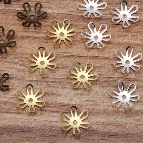 100 PCS 11mm Metal Brass Flowers Base Settings Filigree Flowers Bead Caps DIY Accessories For Jewelry Making