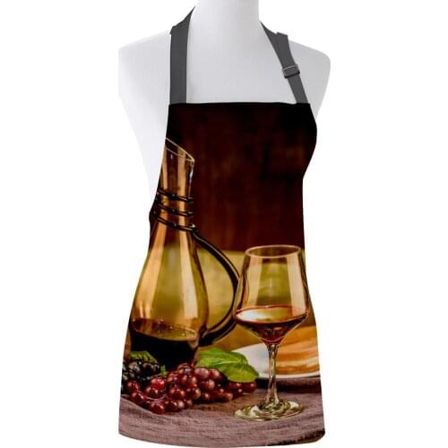 Red Wine Dessert Print Apron Print Unisex Kitchen Bib with Adjustable Neck for Cooking Gardening
