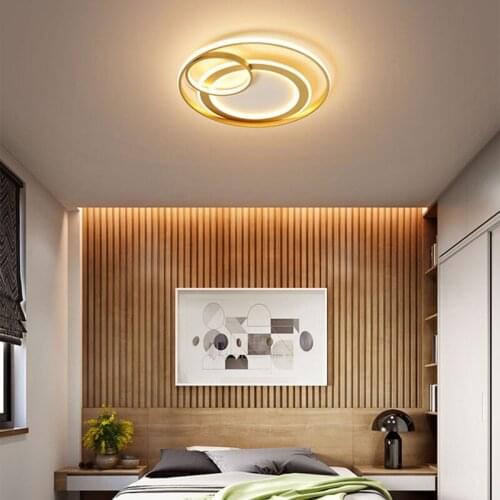 New Creative Black Gold Luster Round Led Ceiling Lamp for Bedroom Dining Study Room Kitchen Foyer Indoor Decorate Light Fixture