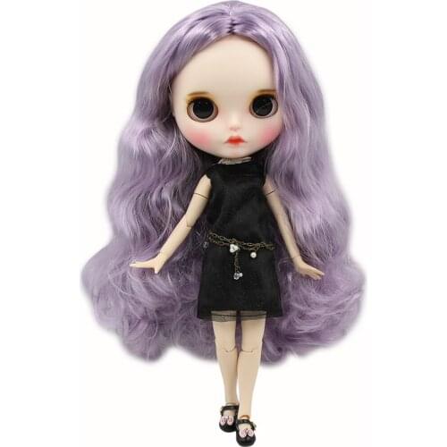 ICY DBS Blyth doll 1/6 Joint Body hand painted matte face white skin Dreamy purple long curly hair Manual eye parts BJD SD toy