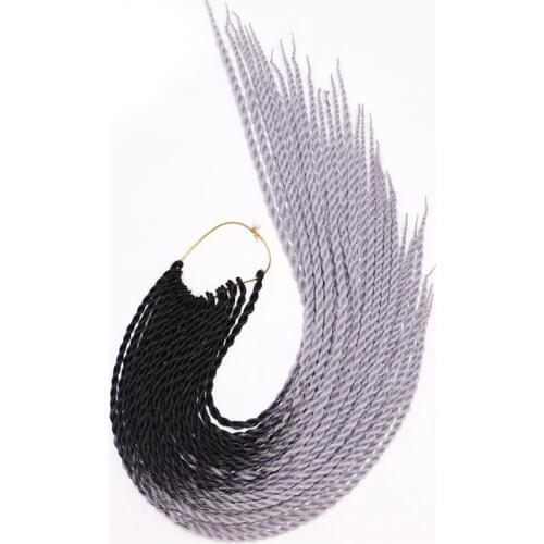 MERISIHAIR Ombre Senegalese Twist Hair Crochet braids 24 inch 30 Roots/pack Synthetic for Women grey,blue,pink,bro