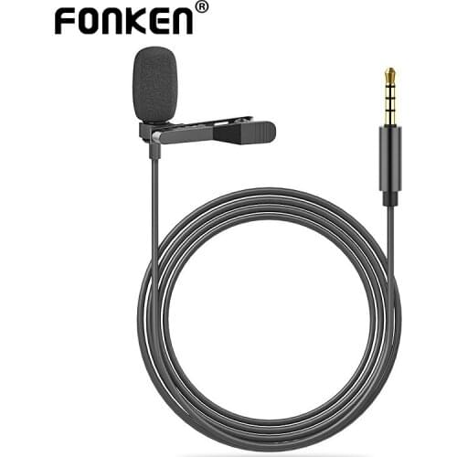 FONKEN 3.5mm Mini Microphone With Tie Clips Collar Speaking Singing Micro Phone Live Broadcast Lecture Microphone For Smartphone