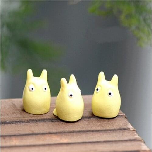 Mini Miniature Cute Yellow Totoro Resin Craft Garden Decor Ornament Plant Pot Micro Landscape Bonsai DIY Dollhouse Fairy