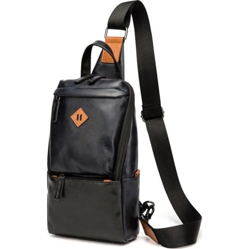 2021 New Fashion Men Chest Bag Messenger Bag Leather Casual Chest Pack Vintage Male Shoulder Bag Business Crossbody Sling Bag