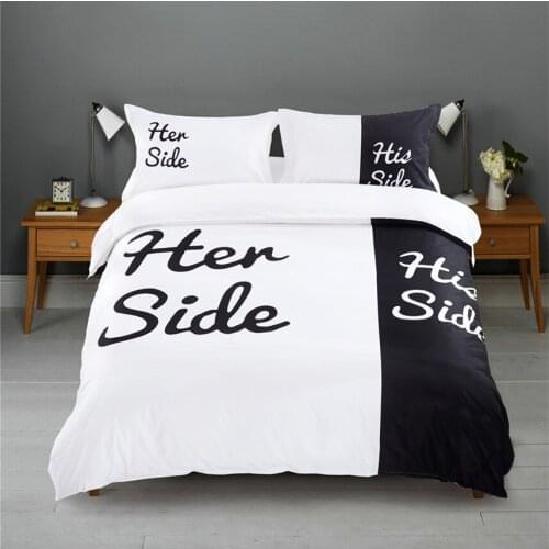 Jeefttby 3D Couple With Black And White With Four Sets 3/4pcs Bedding Sets Duvet Cover Bed Linen Bed Sheet Pillowcase