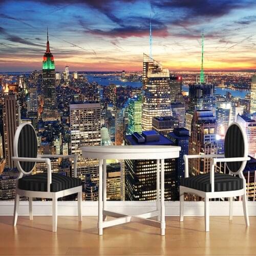 Custom Photo 3D Mural Wallpaper City Building Night View Wall Painting Home Decor Wallpapers Living Room Bedroom Papel De Parede