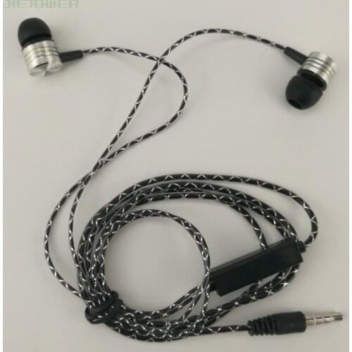 Cobwebbing Reticulate Fine Lines Earphone with Mic Metal Head Earpiece Noise Canceling with Microphone wholesale 100pcs/lot