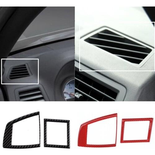 NHAUTP 2Pcs/set Carbon Fiber Car Trim Sticker For Dodge Challenger Dashboard Left & Right Air outlet Decoration 2009-2014