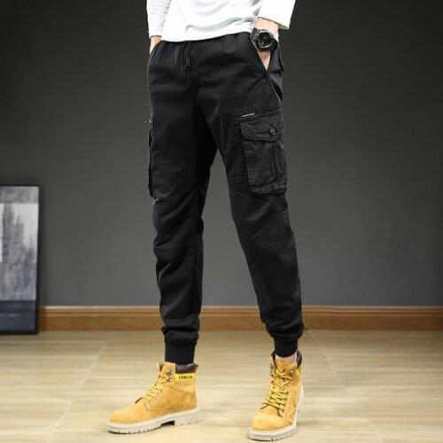New Streetwear Pants Mens Cargo Pants Youthful Vitality Pencol Trousers Cotton Casual Big Pockets Joggers Harajuku Pants Men MID