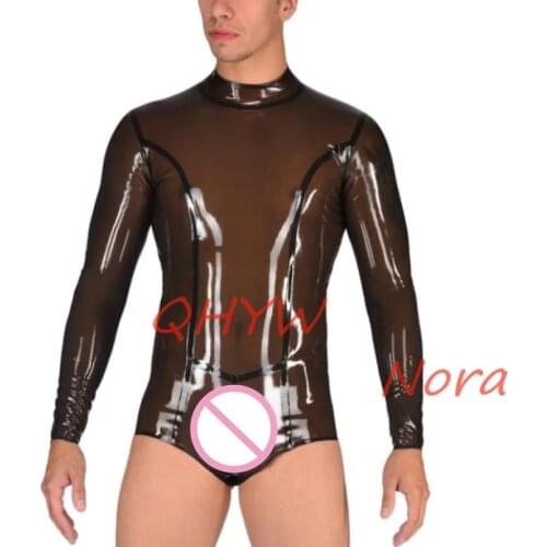 New sexy exotic Sexy handmade customize Men male Latex Catsuit zentai cekc fetish Bodysuits with short pants Back Zipper