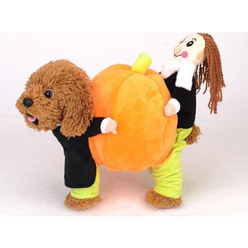 Holding Pumpkin Riding Dog toys Clothes For Small Dogs Winter Dog Halloween Costume Chihuahua Coat Pet Clothes kaban