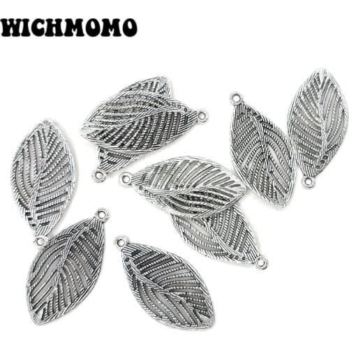 2020 New Fashion 10pcs/lot 33*16MM Retro Plated Zinc Alloy Leaves Feather Charms Pendants for DIY Jewelry Accessories