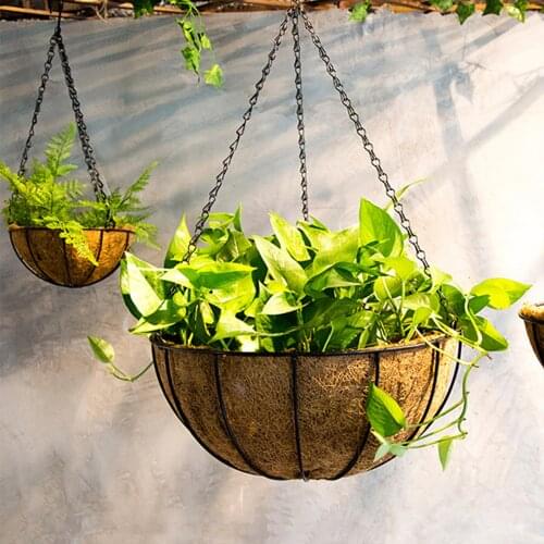 Portable Coconut Hanging Flower Pot Craftwork Decorative Vase Garden Pots Flower Planters Basket Storage Box for Home Office