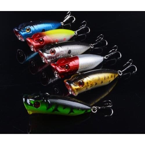 1pcs 7cm 12g Artificial Bait Popper Fishing Lure Minnow Hard with 2 Treble Hooks Fishing Wobblers Crankbait Pesca Iscas 3D Eyes