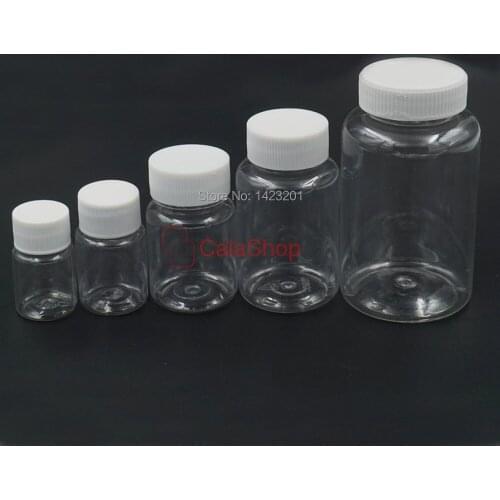 20 Pcs / Lot Empty Plastic 50ml Sample Vial Tube Storage Bottles Turn Screw Cover Cap Round
