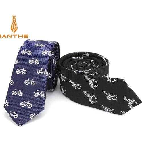 Luxury Mens Bicycle Woven Pattern Ties for Mens Slim Neckties Polyester Jacquard Skinny Neck Tie Wedding Ascot Gravata Ties