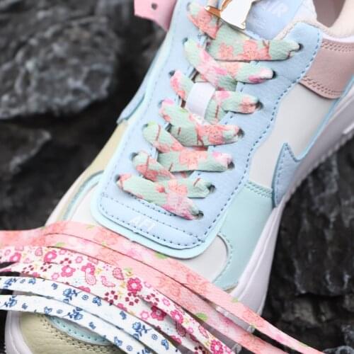 5 Style Cherry Blossom Pink AF1 Shoelace High-Cut Low-Cut Original Female Flower of Lace White Decorative Buckle Female Shoelace