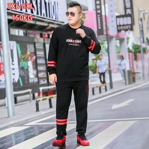 Jogger Pants Tops Set Men Plus Size 6XL 7XL 8XL Fleece Jacket Track Sports Suits 2 Piece Casual Clothes Man Jogging Trousers