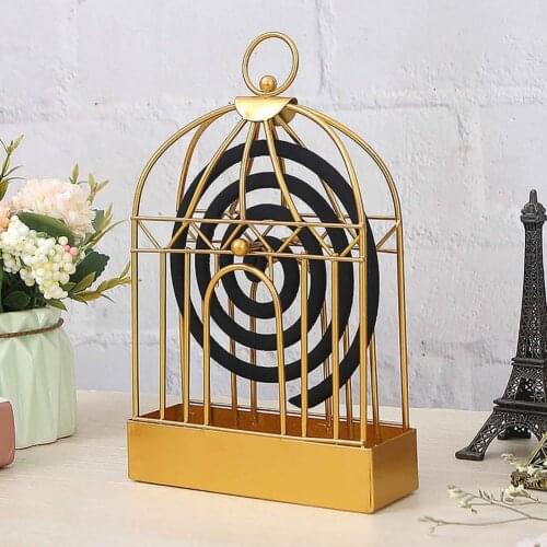 Cute Mosquito Coil Holder Household Creative Hanging Handle Birdcage Shape Mosquito Repellent Incense Rack Decor for Home Table