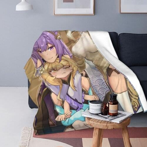 Genshin Impact Acg Fantasy Blankets Fleece Spring/Autumn Electronic Games Lightweight Throw Blanket for Bed Travel Rug Piece