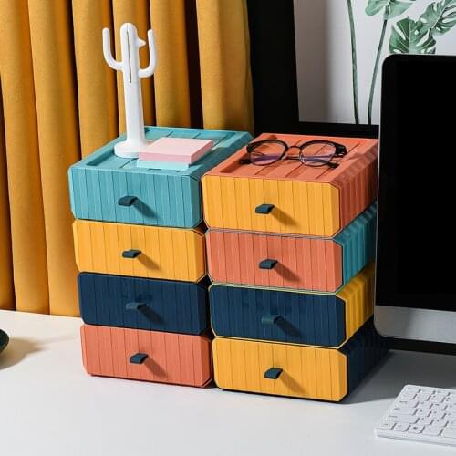 Stackable Storage Drawers Desktop Organizer Plastic Drawer Jewelry Makeup Cosmetic Sundries Container Home Office Rangement