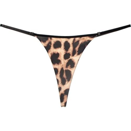 Leopard Print Thong Sexy Womens Low Waist Panties Traceless Breathable T-back Female Lingerie Bikini G String