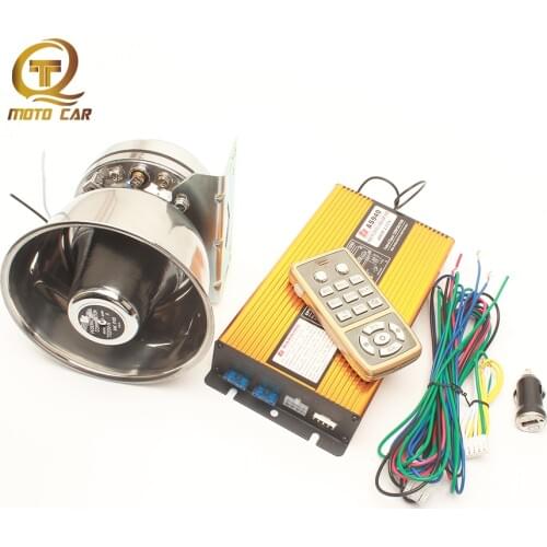 Super Loud Police Siren Alarm 12V 400W Car Claxon Horns Waring Special Soud Wireless Remote Megaphone for Train Boat Ship Tone