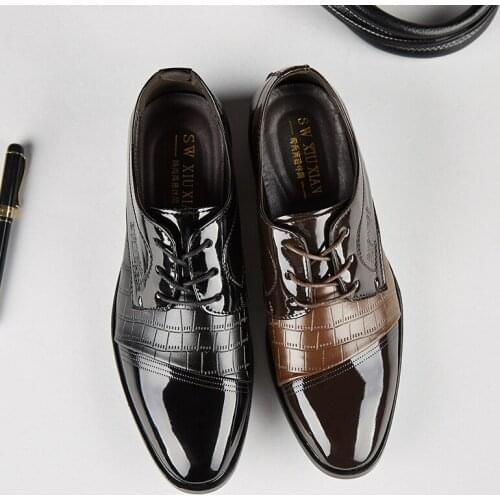 MenS Dress Shoes Crocodile Pattern Pointed Toe Shoes Business Men Dress Shoes Fashion Solid Color Casual Men Shoes Big size 48