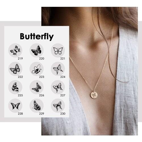 Visunion 316L Stainless Steel Necklace Engraving Butterfly Custom Pendant Necklace Simple Pattern Gold Color Jewelry New
