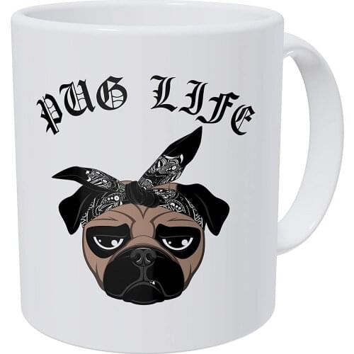 Pug Life Face Dog With Bandana 11 Ounces Funny Coffee Mug