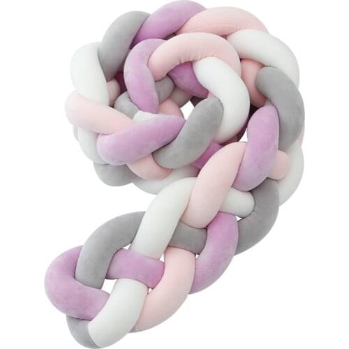 2m Crib enclosure Fence Decorative Protection Bed Weaving Twist Strip Knot Pillow Children Bed Accessories baby bed bumper