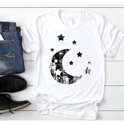 Women 2021 Moon Star New Cute Short Sleeve Fashion Cartoon Summer Graphic T Top Lady Print Tee Female Tshirts Clothes T-Shirt