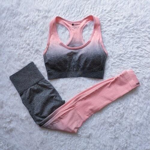 Seamless Yoga Set Wear Women Gym Workout Fitness Clothing Female Padded Push Up Sports Bra High Waist Legging Suit