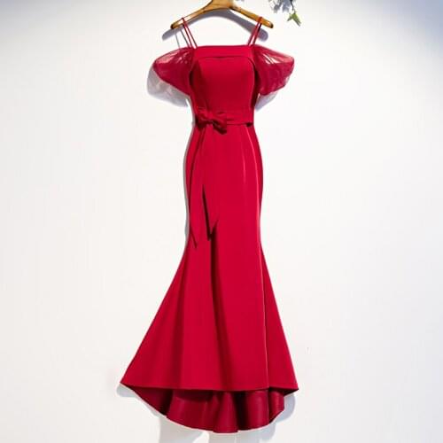 Bespoke Occasion Dresses Vintage Strapless Short Spaghetti Strap Bow Lace Luxury Burgundy A-Line Women Formal Evening Gown HB141
