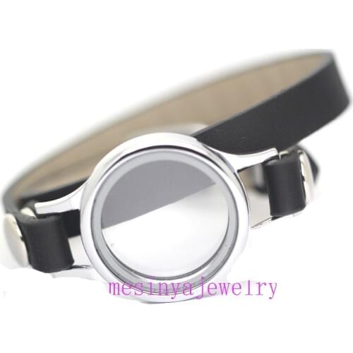 10pcs 30mm Plain Magnet Floating Charm Memory Living Glass Locket Black Bracelet Without Charms