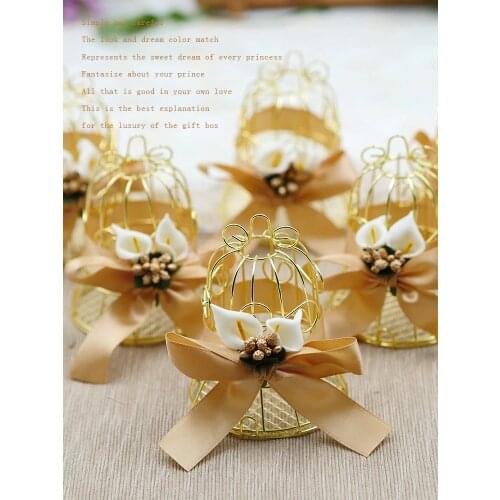 30pcs Wedding Candy Gift box Tinplate Birdcage Bell Bags With Handles Chocolate Favor Baby Shower Packaging Party Supplies
