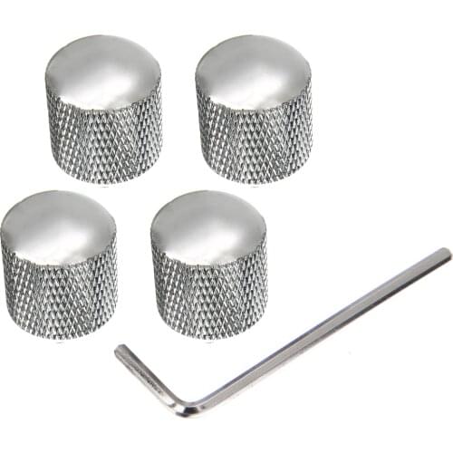 4pcs/Set Silver Chrome Metal Tele Telecaster Electric Guitar Dome Knobs Bass Knob + Wrench Guitar Parts & Accessories