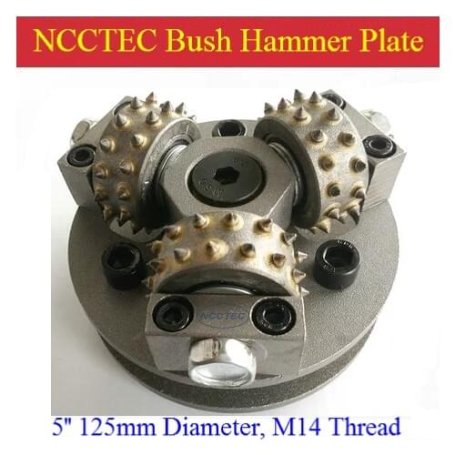 5'' NCCTEC Galvanized surface bush hammer plate for bush hammered granite marble |125mm Litchi surface alloy wheel Disk | 3 bits
