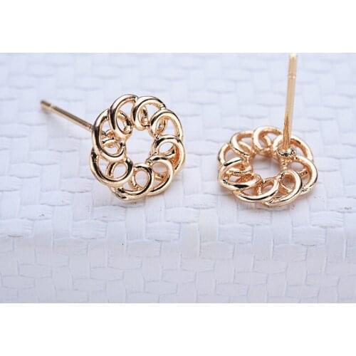 6pcs Gold 10mm Ear Studs Connector Posts Pins Base Settings Jewelry Making handmade DIY