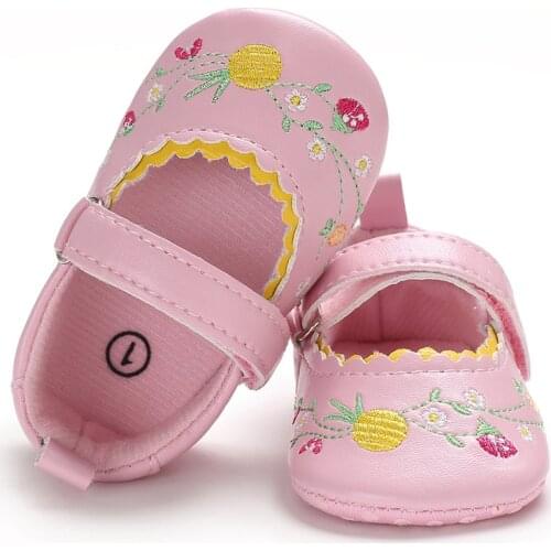 Mary Jane Ballet Dress Baby Toddler First Walkers Crib Floral Soft Soled Anti-Slip Shoes Infant Born Girls Shoes New